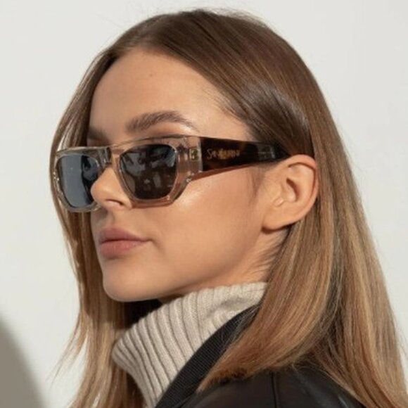 NWT SAINT LAURENT HAVANA/GREY WOMEN SUNGLASSES